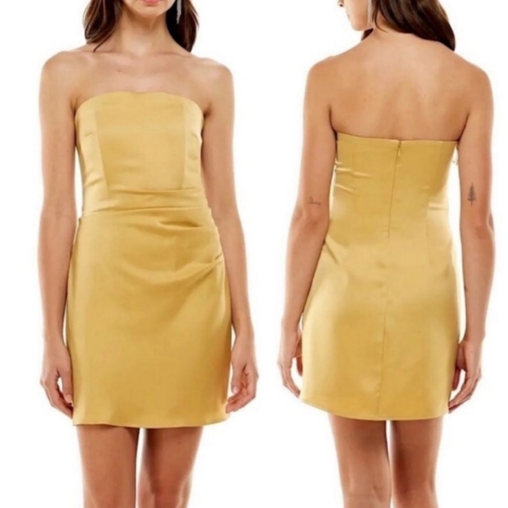NWT WAYF x Emma Rose Kenny Strapless Yellow Gold Minidress
